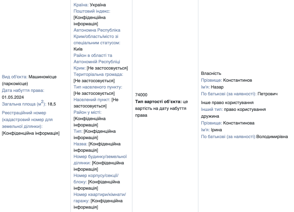 Керівник БЕБ Києва Назар Константинов отримав у подарунок від батьків купу нерухомості, а його дружина-прокурорка придбала люксове авто за 2,6 млн грн 5 Керівник БЕБ Києва Назар Константинов отримав у подарунок від батьків купу нерухомості, а його дружина-прокурорка придбала люксове авто за 2,6 млн грн